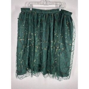 Magnolia Place Skirt Womens 4X Green Tutu Tulle Mesh Sequin Lined Midi Party